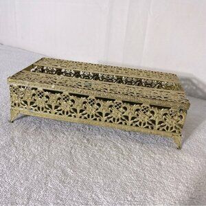 Vintage Gold Tone Metal Tissue Bo Cover